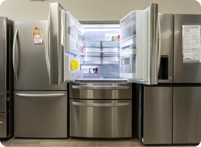 fridge with open doors