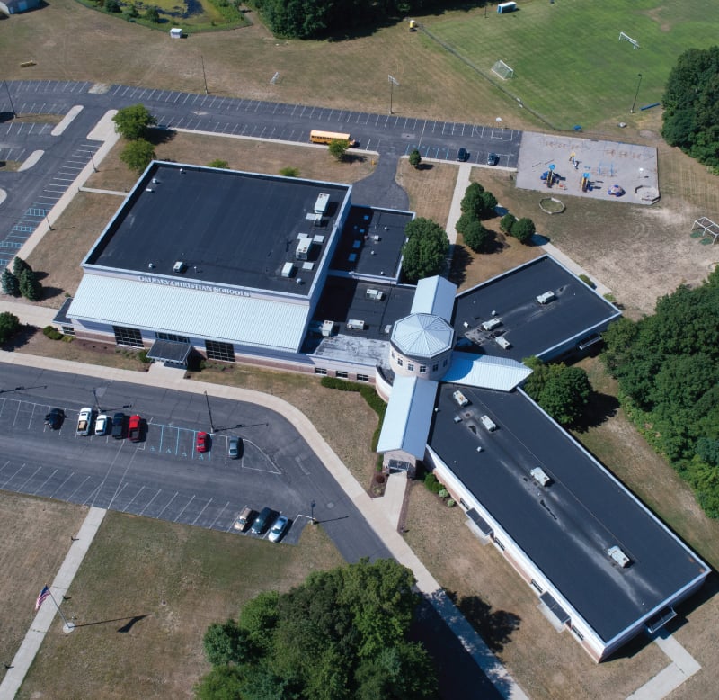aerial view of the school