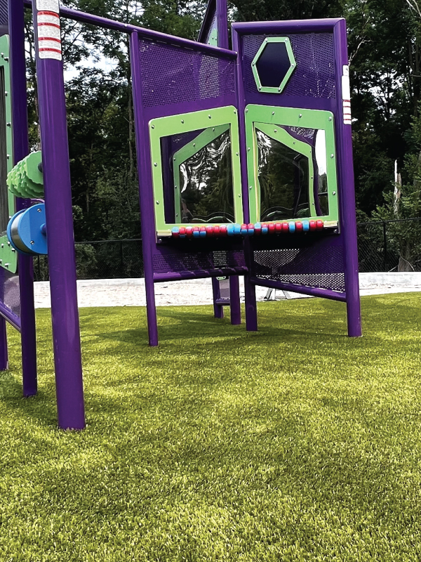 playground grass with purple playset