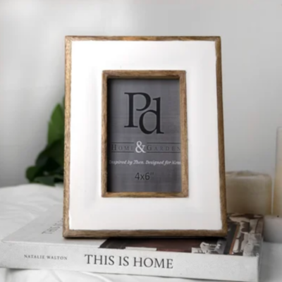White and Wood Photo Frame
