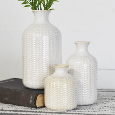 Ceramic Chevron Vase - Multiple Sizes