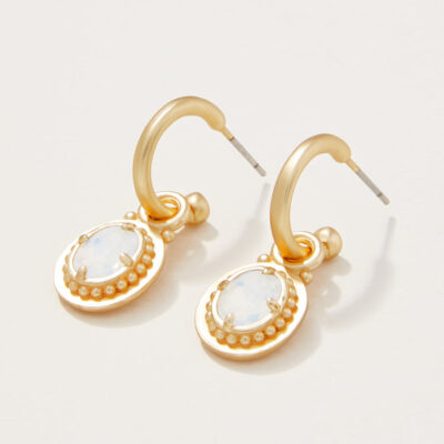 Spartina Cristal Oval Drop Hoop Opal Earrings