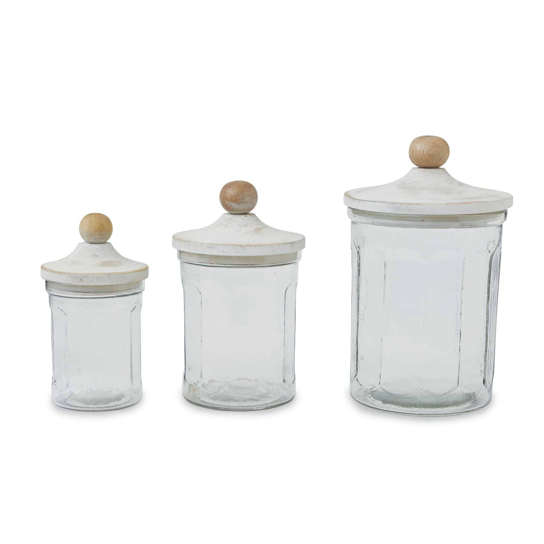 Mud Pie Glass Canister Set White - Linabella