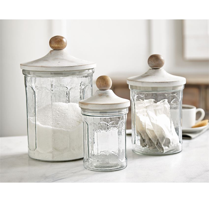 Mud Pie Glass Canister Set White - Linabella