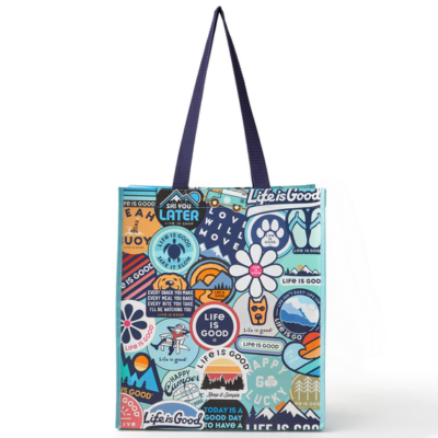 Sticker Reusable Recycled Tote Life is Good