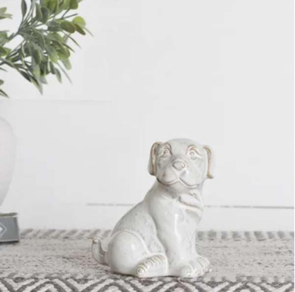 White Ceramic Dog Figurine
