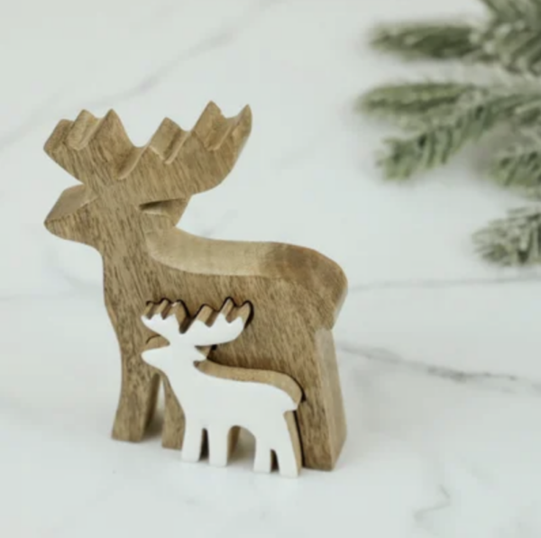 Set of Wood and Enamel Deer