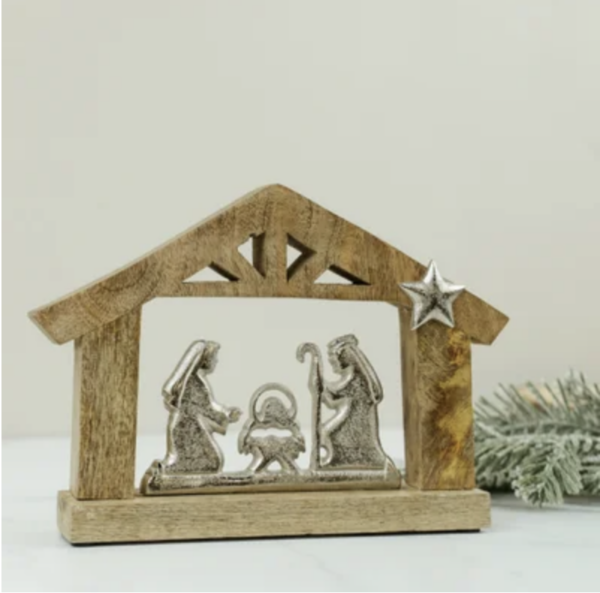 Wood and Aluminum Nativity Scene