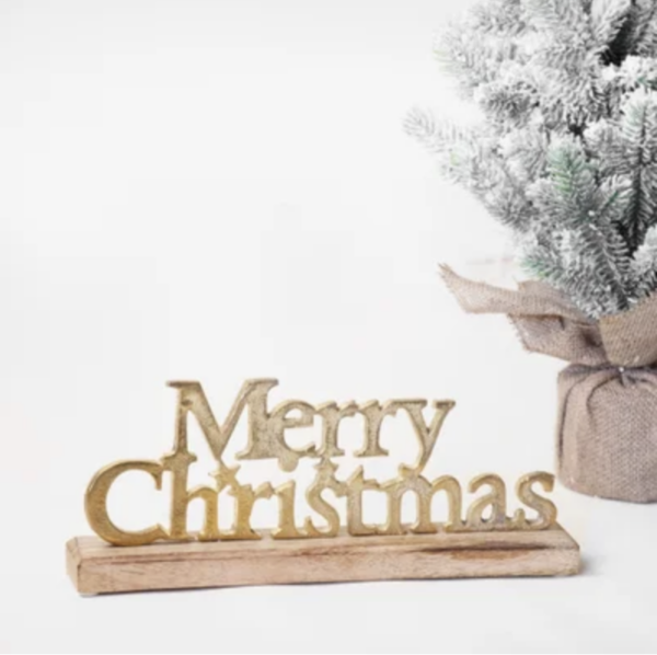 Gold Merry Christmas Table Top Sign