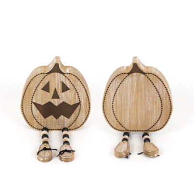 Sitting Wood Pumpkin with Beads
