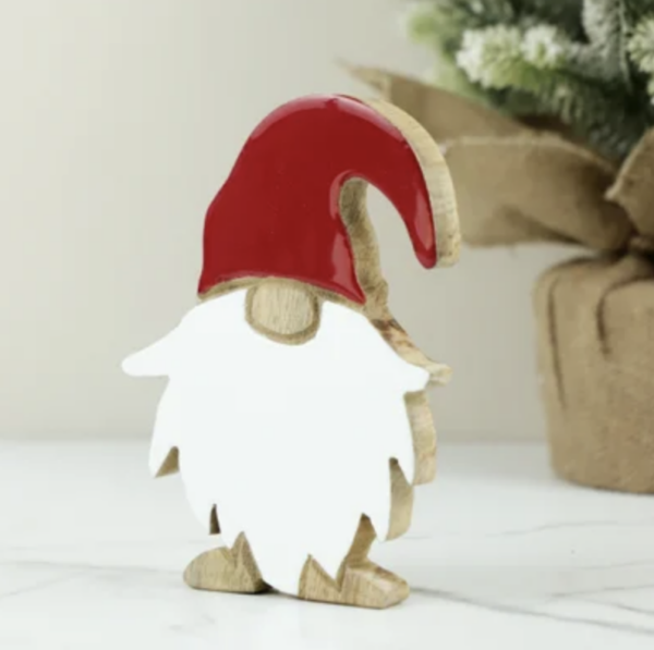 Red and White Enamel Gnome