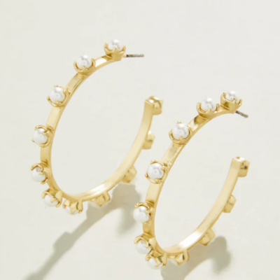 Spartina Stand Out Pearl Hoop Earrings