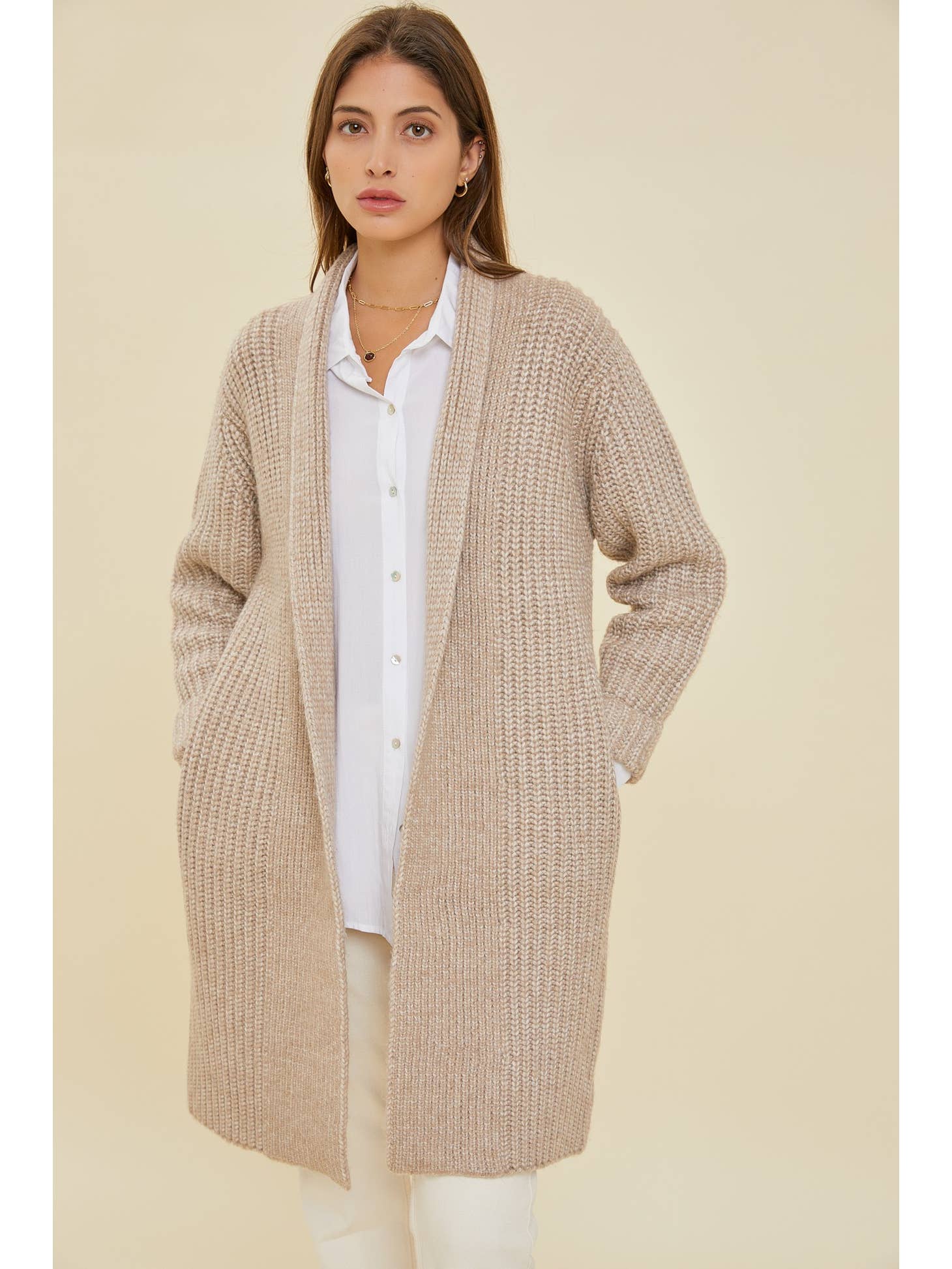 Chunky Cable Knit Cardigan Linabella