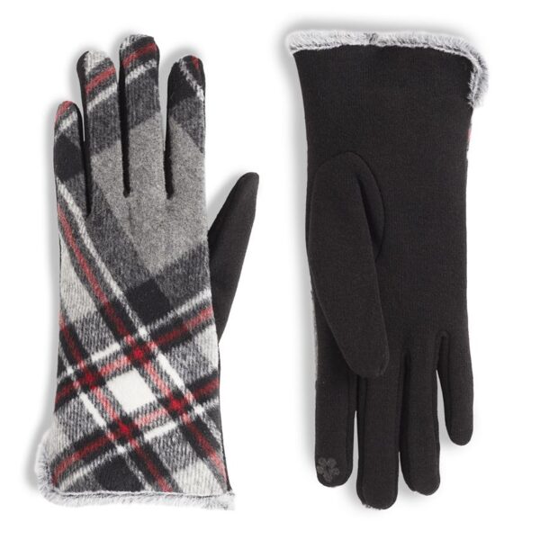 Fur Lined Plaid Touchscreen Gloves