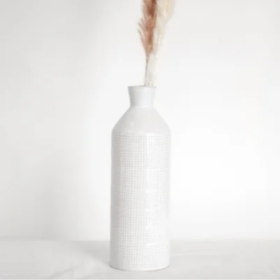 White Textured Tall Vase