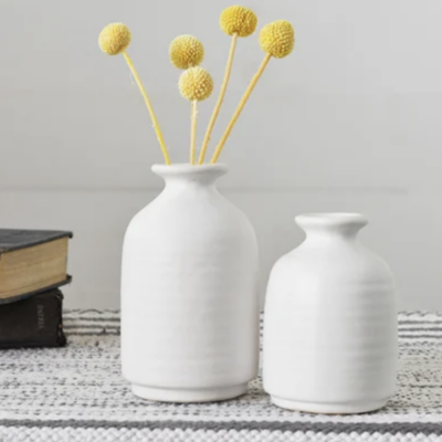 Matte White Textured Vase