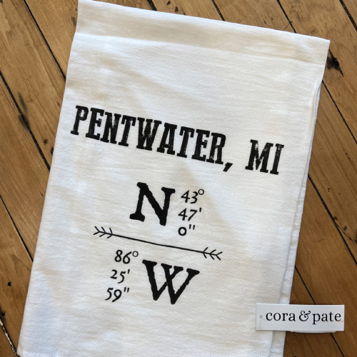 pentwater towel with coordinates