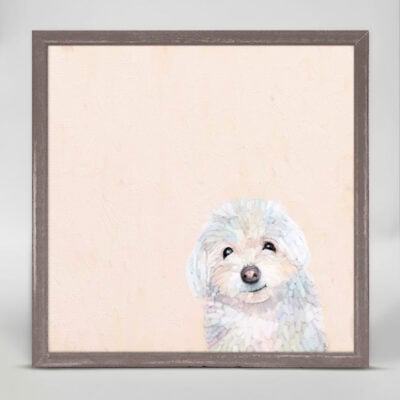 Small White Dog Mini Framed Canvas