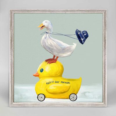 Rainy Day Parade Ducks Mini Framed Canvas