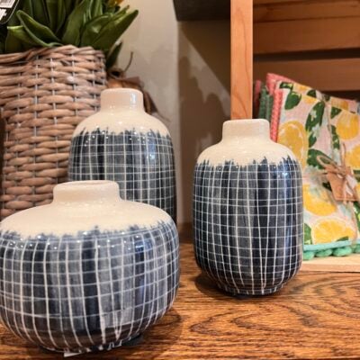 Blue Check Vase - Multiple Options