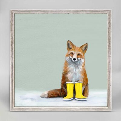 Rainy Day Fox Mini Framed Canvas