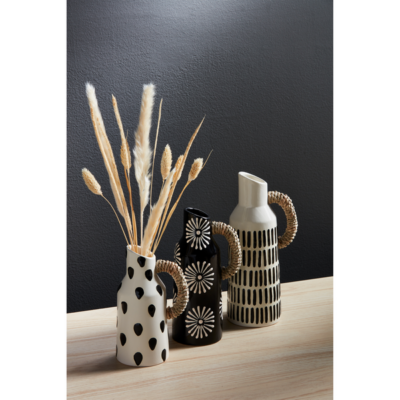 Patterned Bud Vases in Black and Cream