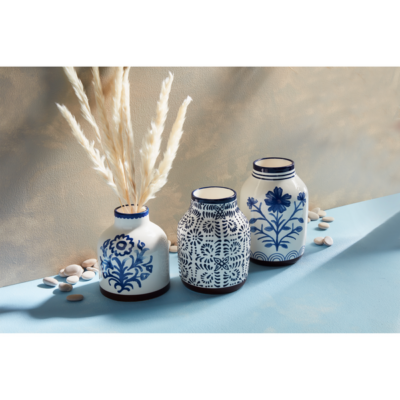 Floral Blue Vases by Mud Pie