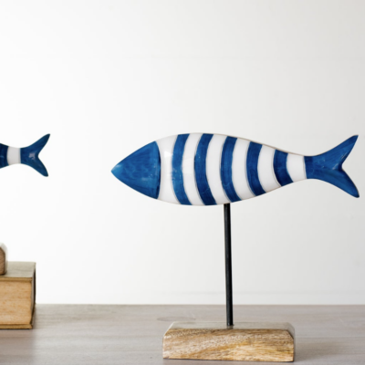 Blue and White Fish Stand
