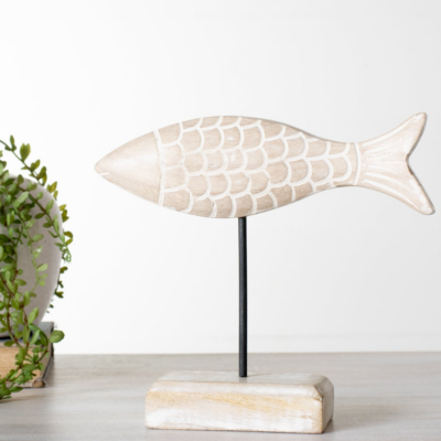 Carved Wood Fish on a Stand