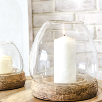 Large Wood Base Candle Holder