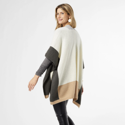 Donegal Colorblock Ruana - Cream/Neutral