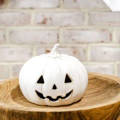 White Ceramic Jack o Lantern