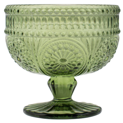 Medallion Stemmed Glass Bowl