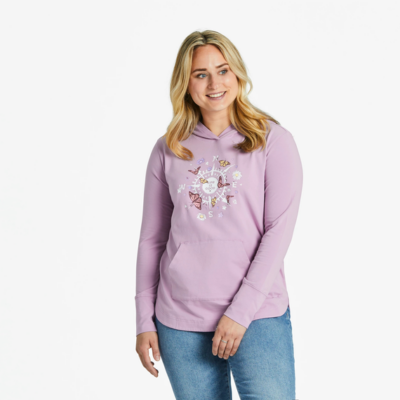 Women's Butterfly and Floral Compass Crusher-FLEX Hoodie