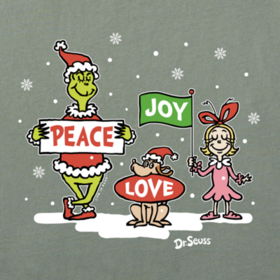 Grinch Peace Joy Love Women's Life Is Good Tee