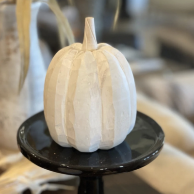 Large White 3D Carved Pumpkin