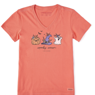 Women's Spooky Season Doodles Short Sleeve Vee