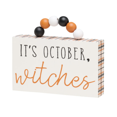 October Plaid Box Sign W/ Beads