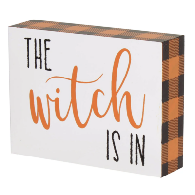 Witch In Glitter Block Sign