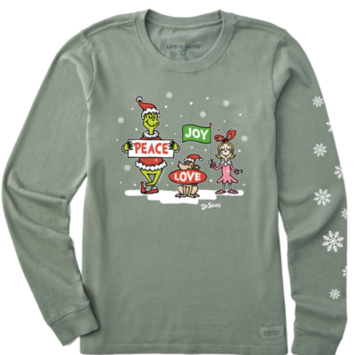 Grinch Peace Joy Love Women's Life Is Good Tee