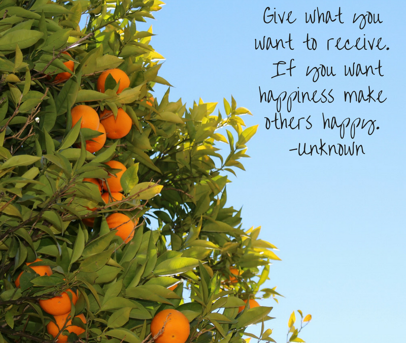 Give what you want to receive. If you want happiness, make others happy. - Unknown