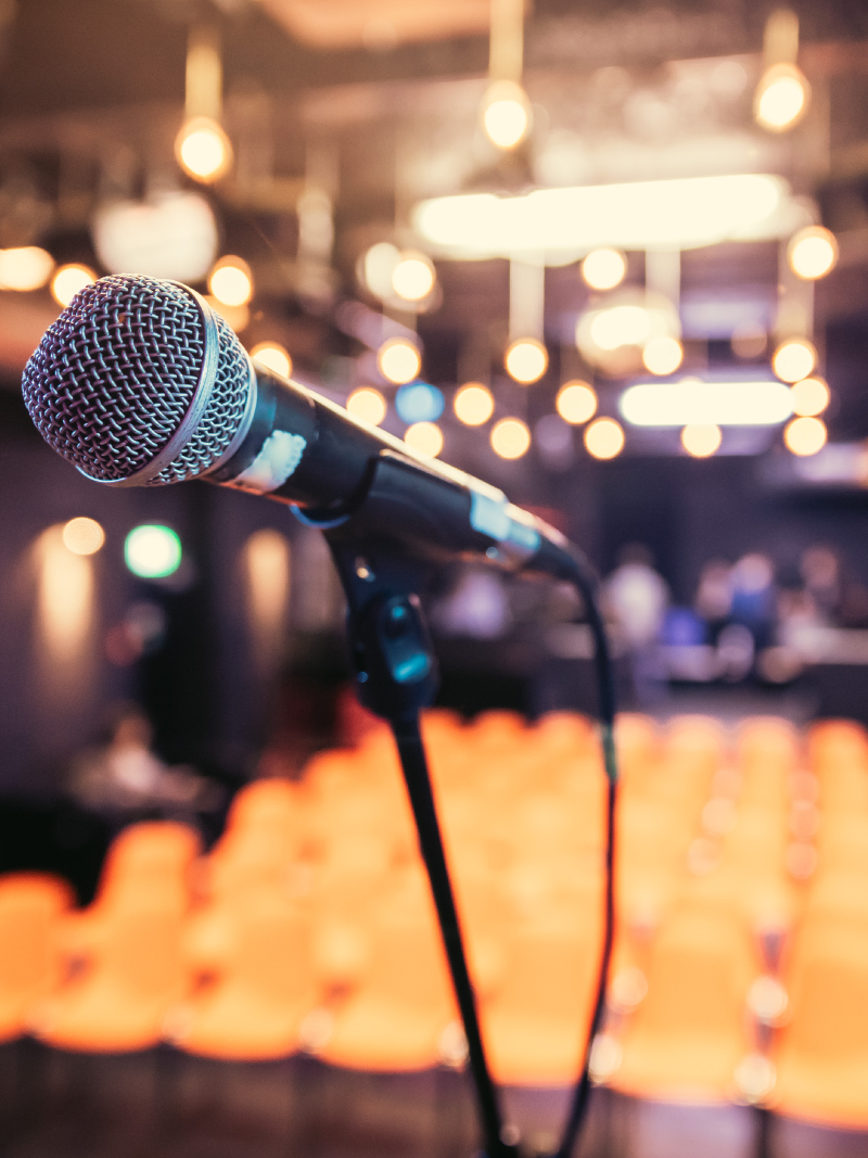 microphone on stage of event