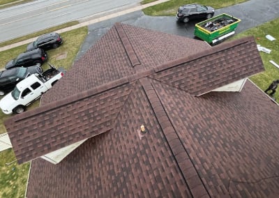 brown and dark brown aerial roof view