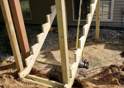deck stairs being installed