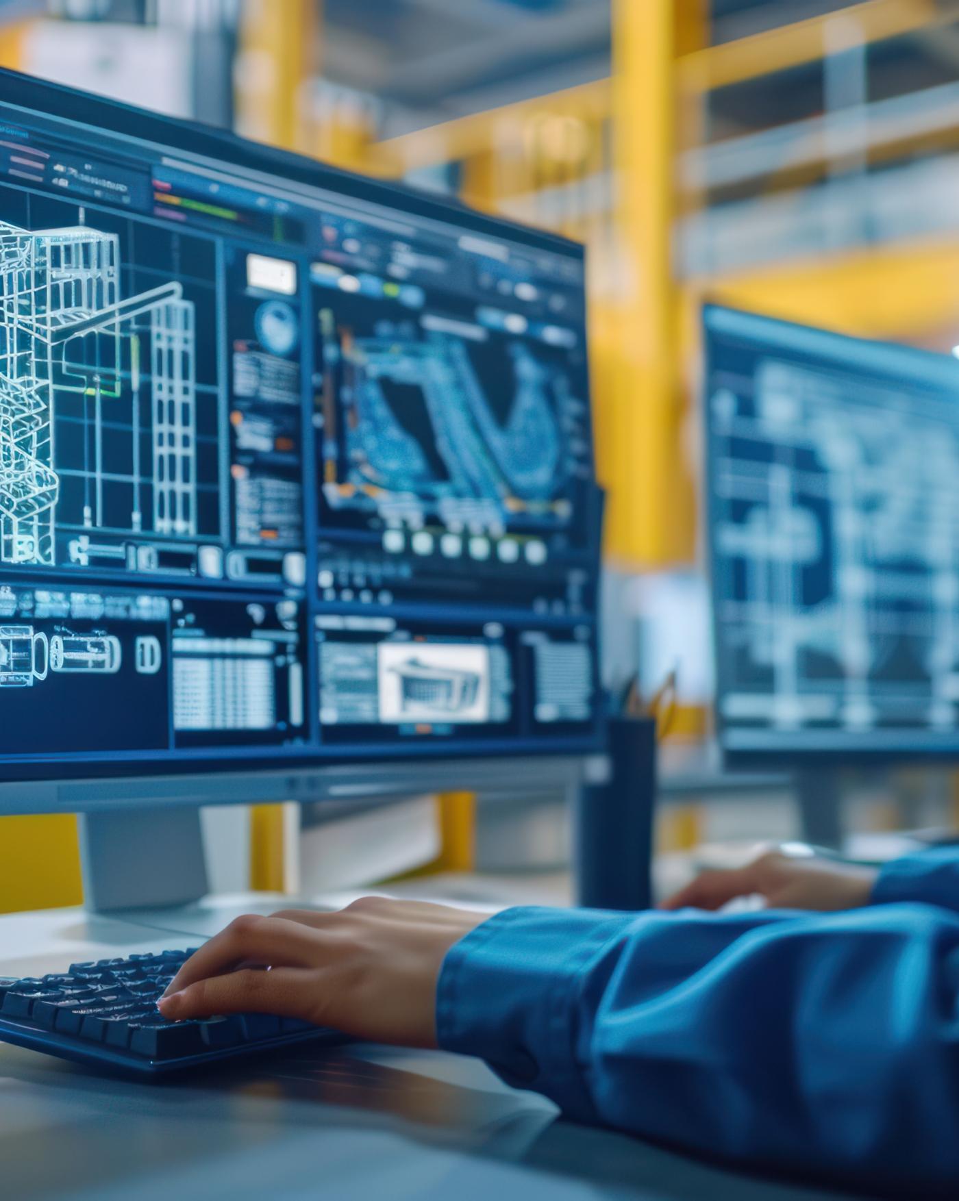 facility manager checking charts and data on computer screen