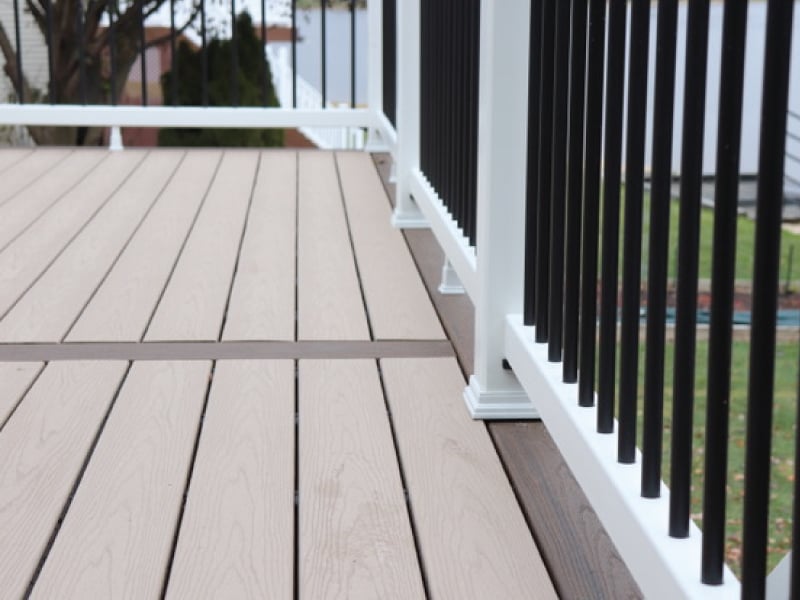 close up of new deck construction