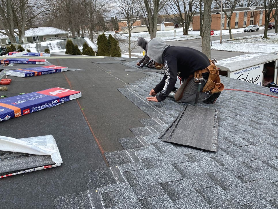 laying new shingles in the winter