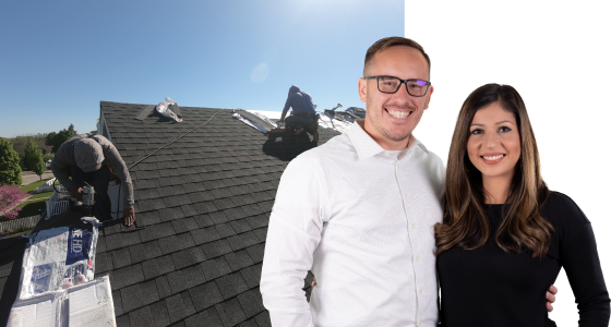 ryan and ana spencer with roofers